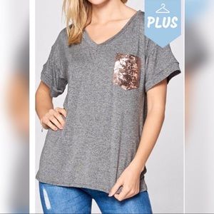 Plus size sequence jersey top